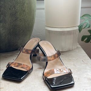 Dear Frances Black and Brown Heeled Sandals